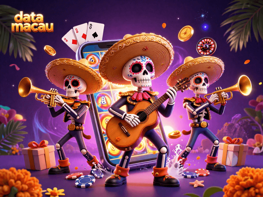 Bermain slot dalam data macau dengan band mariachi yang semarak dan suasana kasino yang meriah.