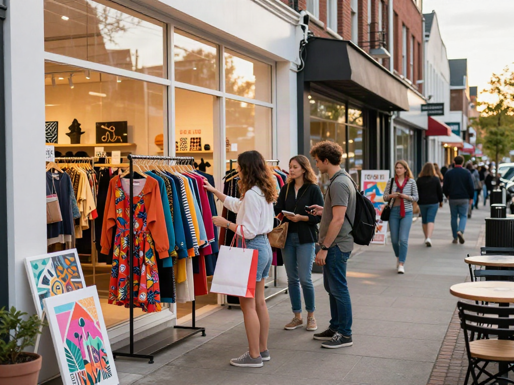 Outdoor shopping experience with trendy outfits and accessories for bro138 players.