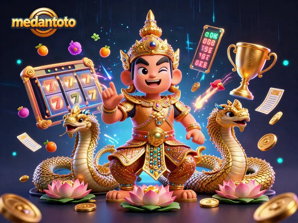 Medantoto menghadirkan gardian kuil secara 3D dengan simbol-simbol jackpot yang memukau pada latar belakang yang menakjubkan