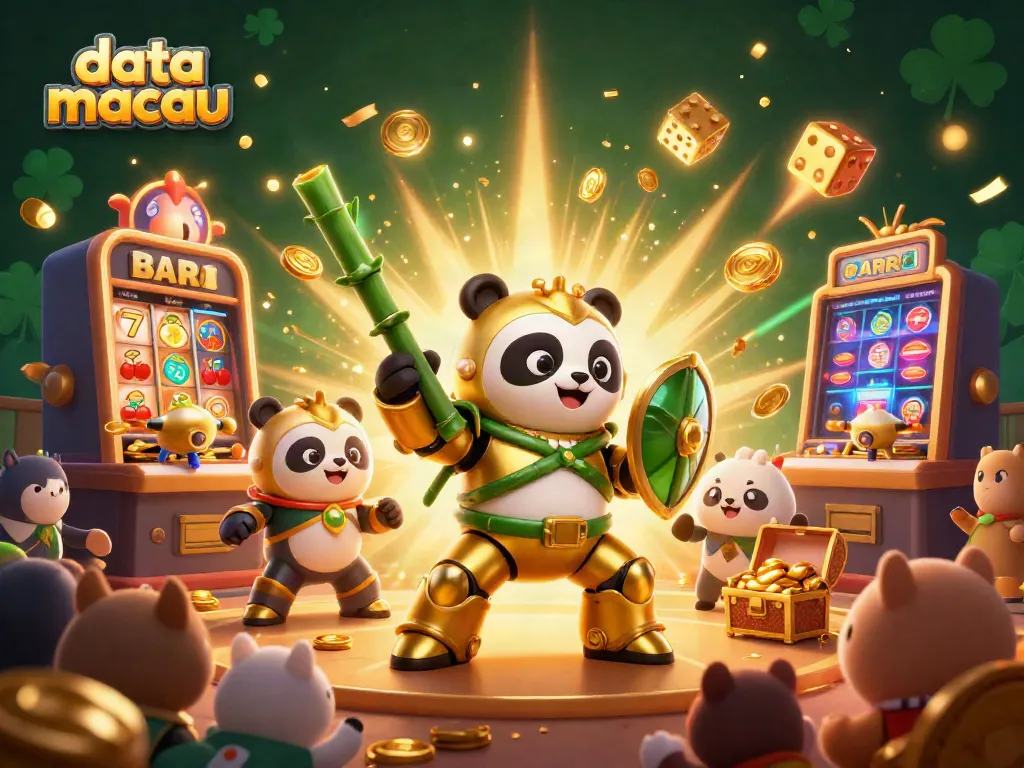 Menghasilkan Data Macau untuk pengundian dengan panda mech 3D dan mesin slot 3D mewah.