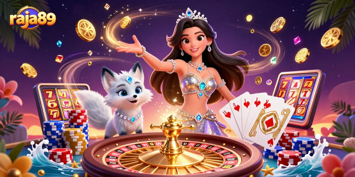 Spin to win with raja89 in this vibrant 3D casino scene full of action and excitement.