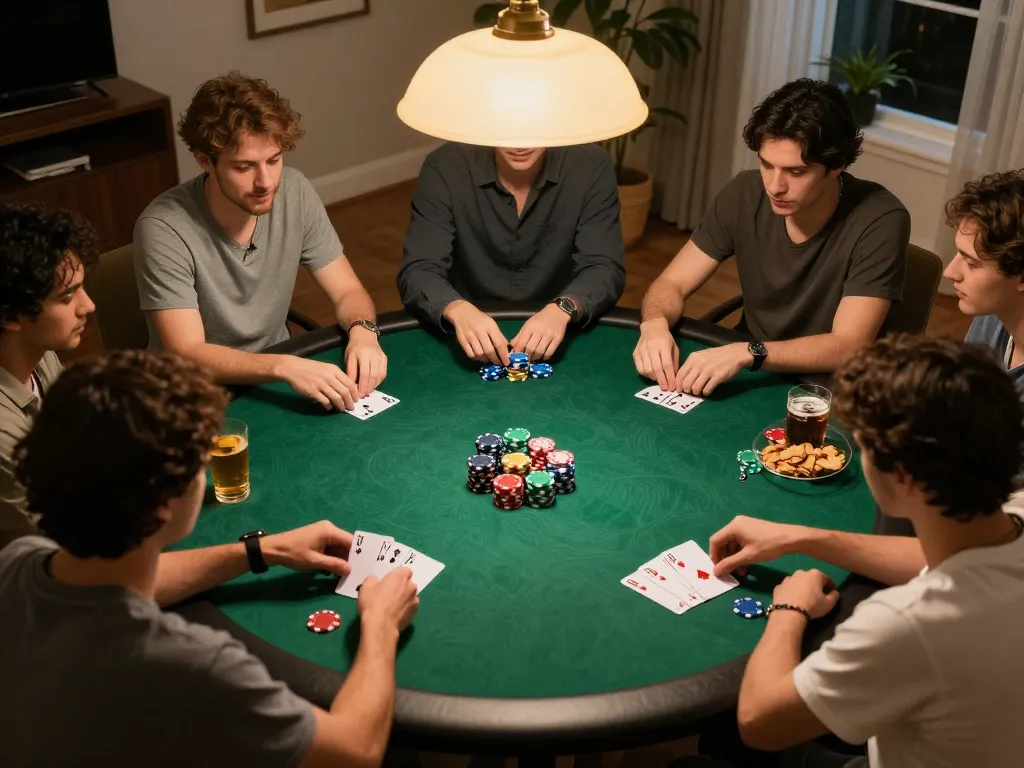 pemain caetanobistro menikmati malam poker yang meriah dengan permainan strategis dan chip berwarna-warni