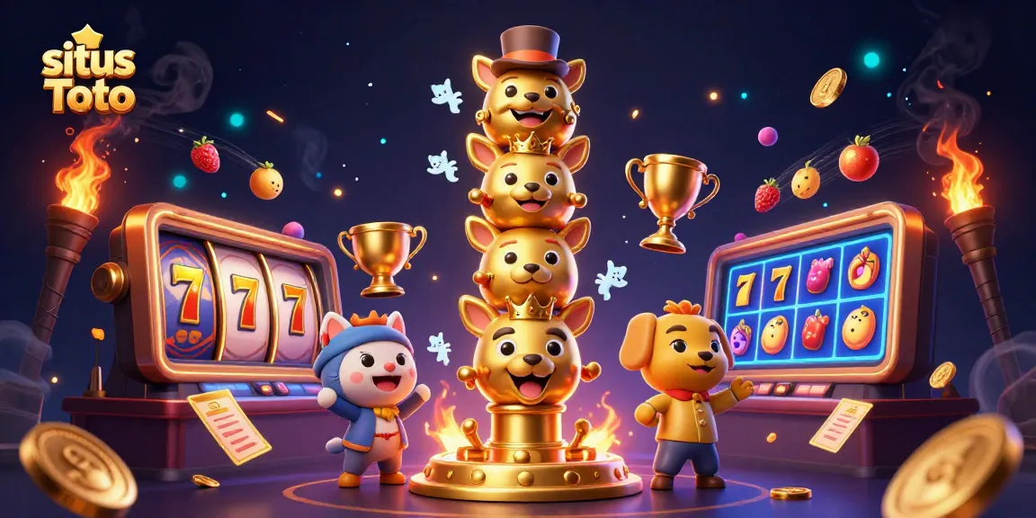 Experience thrilling slots action at situs Toto with dynamic casino elements and a vibrant totem.