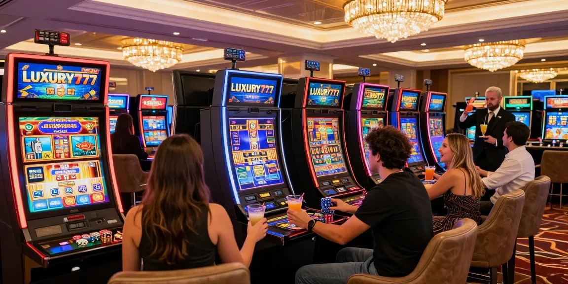 Pengalaman bermain di mesin slot LUXURY777 di kasino mewah dengan suasana yang penuh semangat.