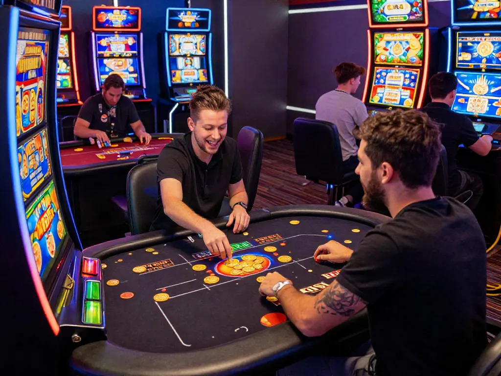 Permainan slot kingliga yang mengasyikkan, pemain senang meraih kemenangan besar dalam suasana kasino online yang cerah.