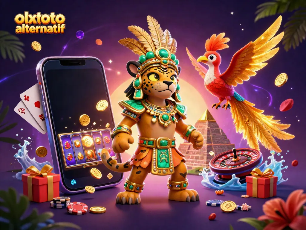 Experience the vibrant world of olxtoto alternatif with a dynamic 3D casino-themed scene.