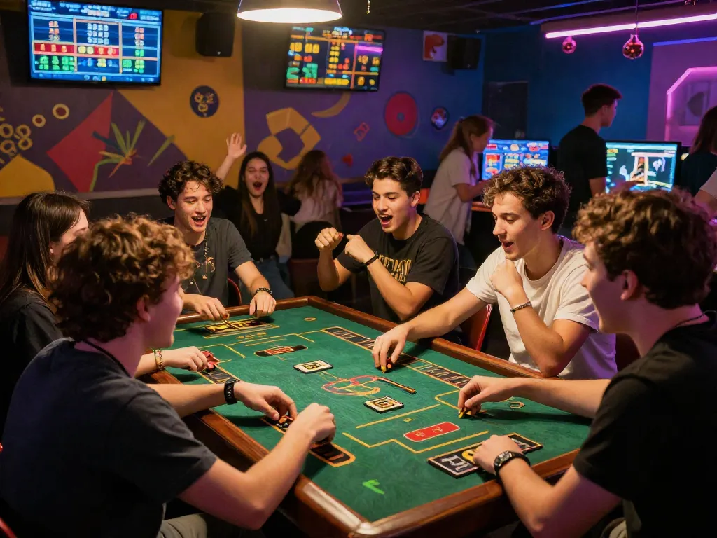 Pengguna natunatoto berpartisipasi dalam permainan taruhan yang seru dan menyenangkan di lounge gaming yang vibrant.