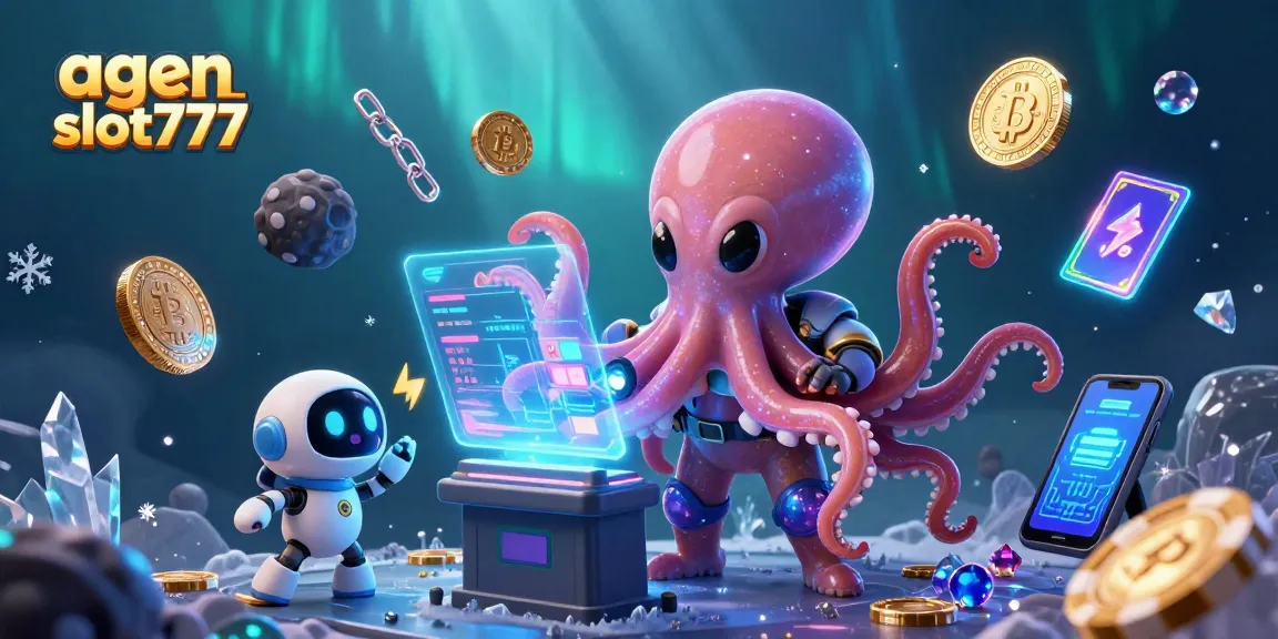 Experience the excitement of agen slot777 with vibrant slot machines and crypto-themed characters.