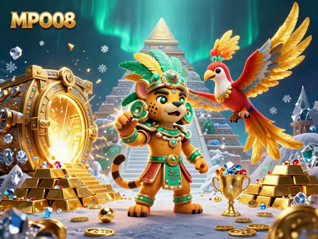 MPO08 illuminates a vibrant casino scene portraying excitement and riches through a Mayan theme.