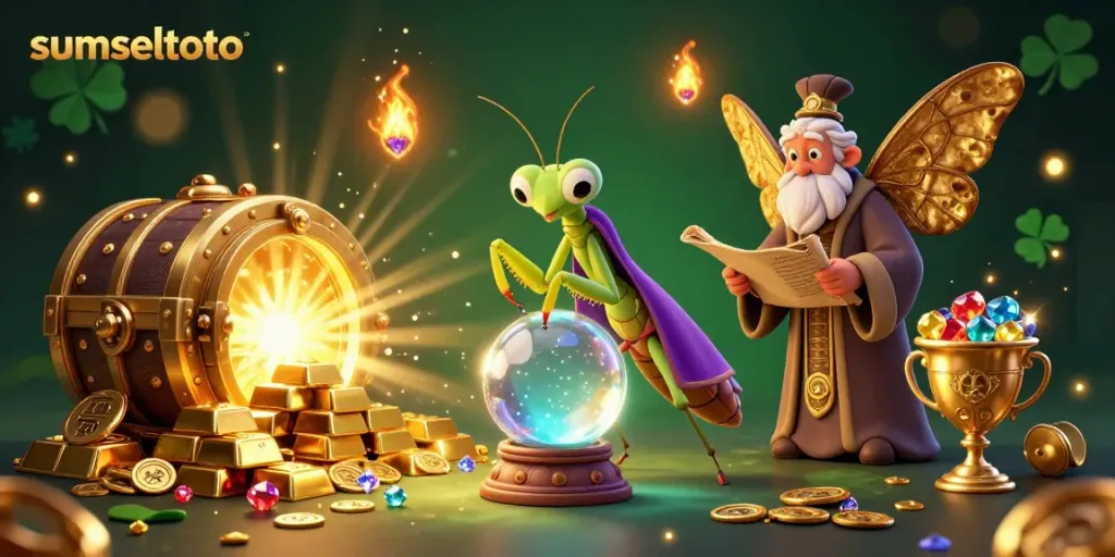 Experience the magic of sumseltoto with vibrant 3D fortune teller and golden treasure elements.