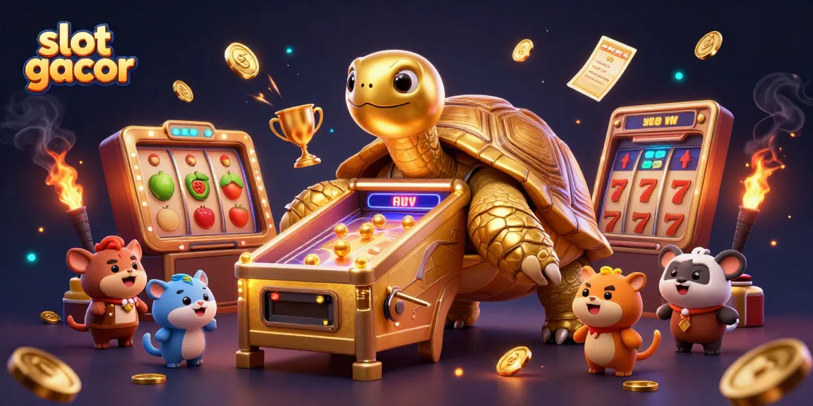 Menangkan slot gacor dengan permainan menarik dan hadiah melimpah di mesin slot berwarna emas.