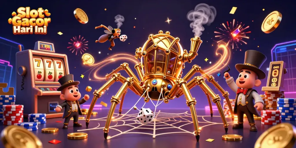 Spin for big wins with Slot Gacor Hari Ini - a steampunk-inspired 3D casino scene.