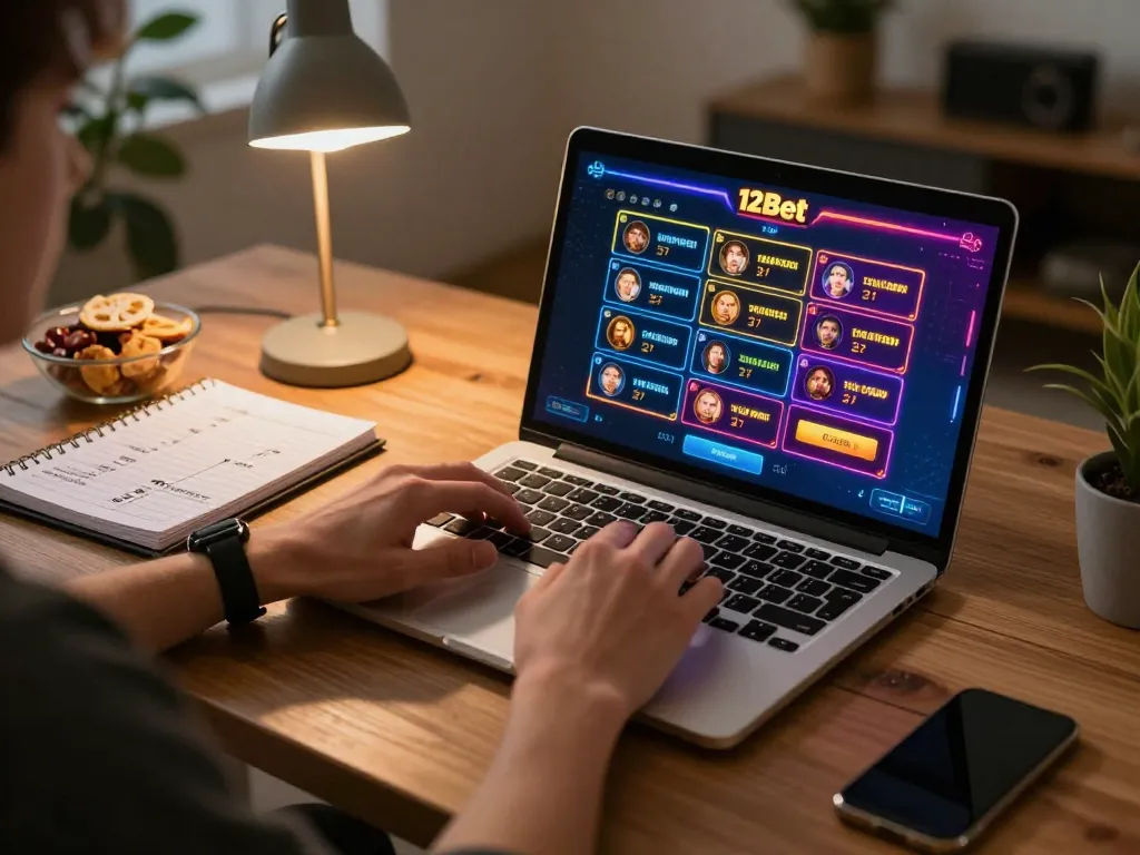 Tham gia cược chiến lược trên Link 12bet với máy tính xách tay trong một môi trường ấm cúng tại nhà.