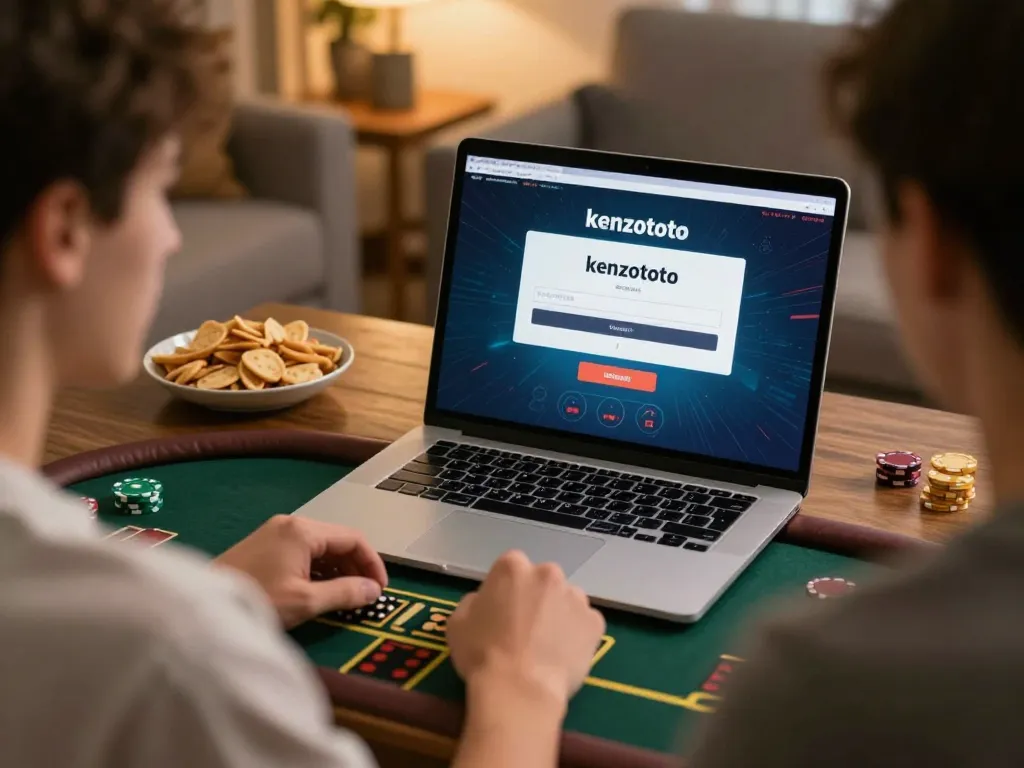 Pemain yang merancang strategi selama sesi login kenzototo di rumah, terlibat dalam permainan baccarat dealer langsung.