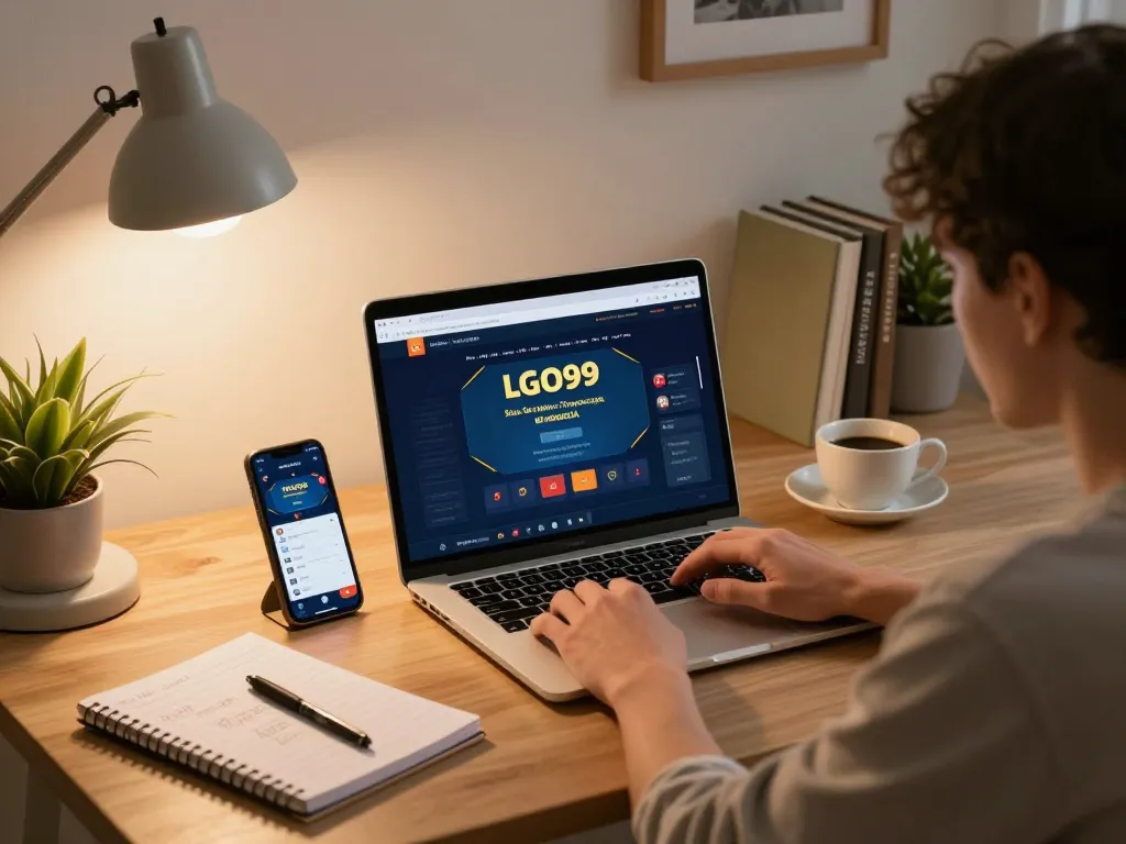 LGO99 Situs Game Online Terpercaya Di INDONESIA player engaged in online poker gameplay with cozy home setup.