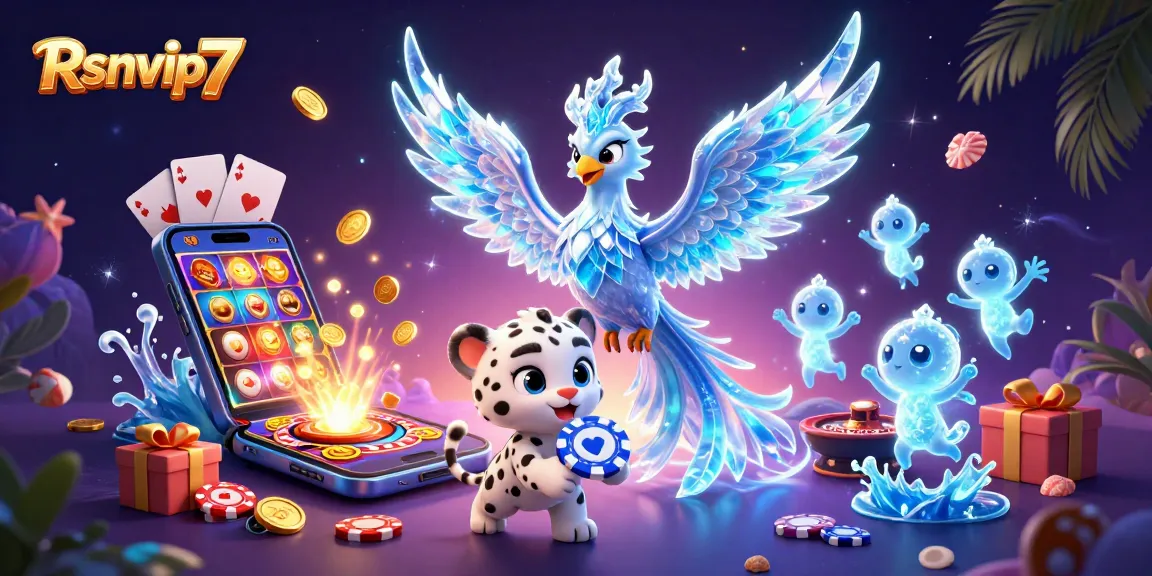 Terlibat dengan suasana kasino Rsnvip7 yang cerah menampilkan phoenix es, anak macan tutul salju yang playful, dan elemen permainan.