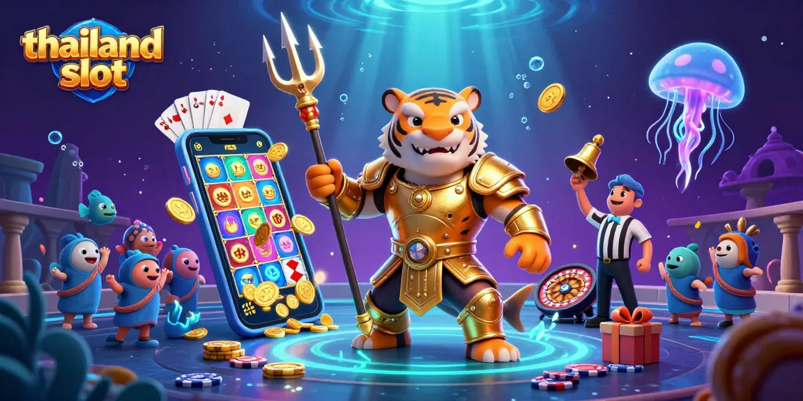 Engaging 3D illustration of thailand slot featuring a tiger shark with gaming elements and vibrant colors.