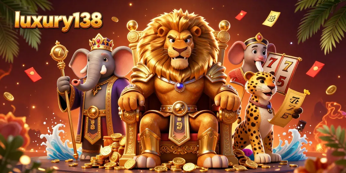 Experience the excitement of luxury138 with this vibrant scene featuring casino elements and characters.