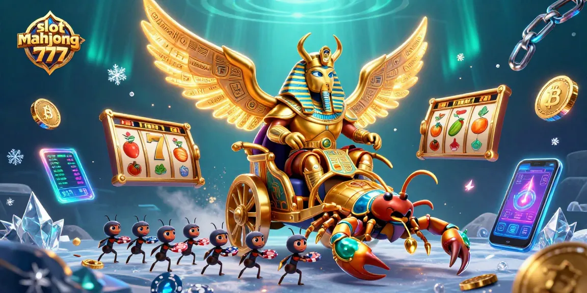 Engage with slot mahjong 777 game experiencing vibrant 3D elements featuring a golden scarab and riches