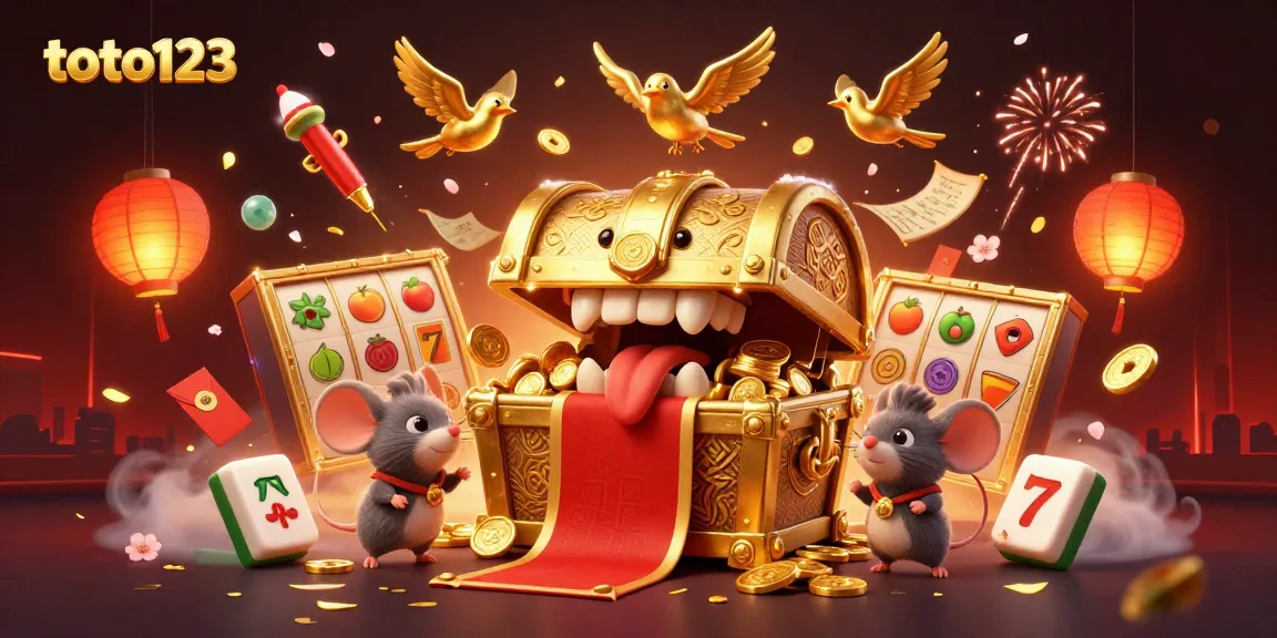 Experience thrilling gameplay with toto123, showcasing an enticing treasure chest and casino elements.