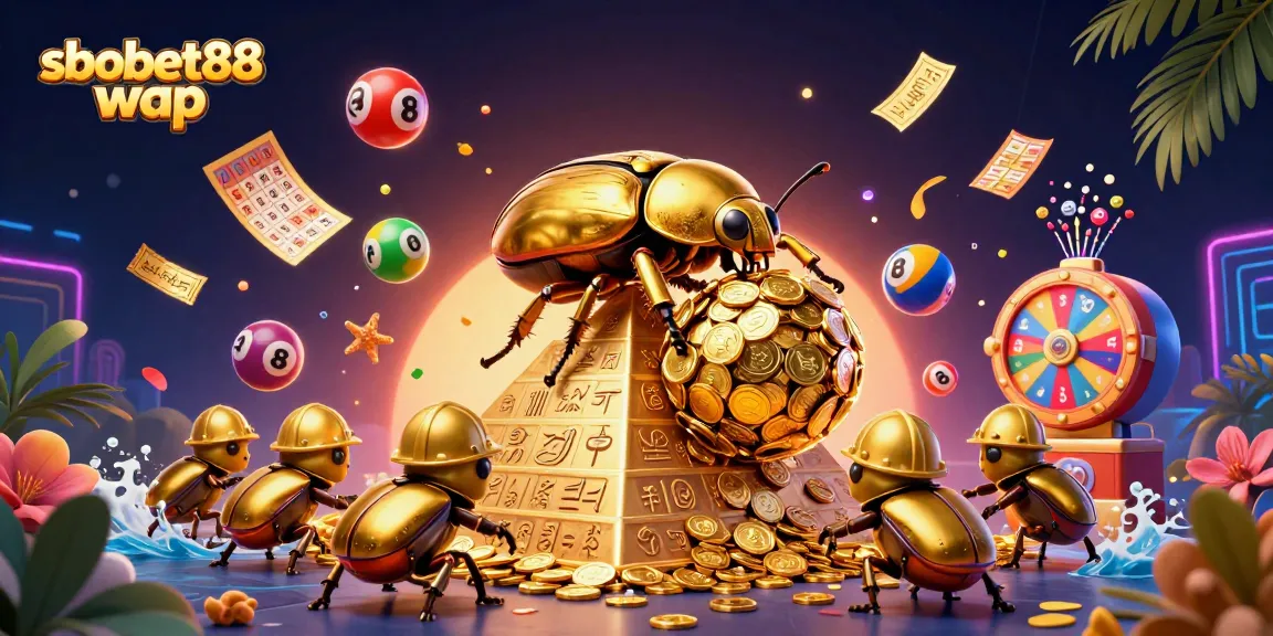 Experience dynamic betting with sbobet88 wap in this vibrant casino scene featuring colorful lottery elements.