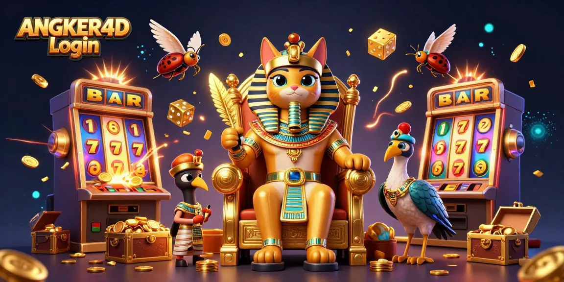 Join the excitement of ANGKER4D Login with a vibrant scene of rich casino elements and winning vibes.