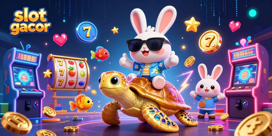 Menggairahkan permainan slot gacor di kasino, melihat kelinci beruntung dan penyu emas.