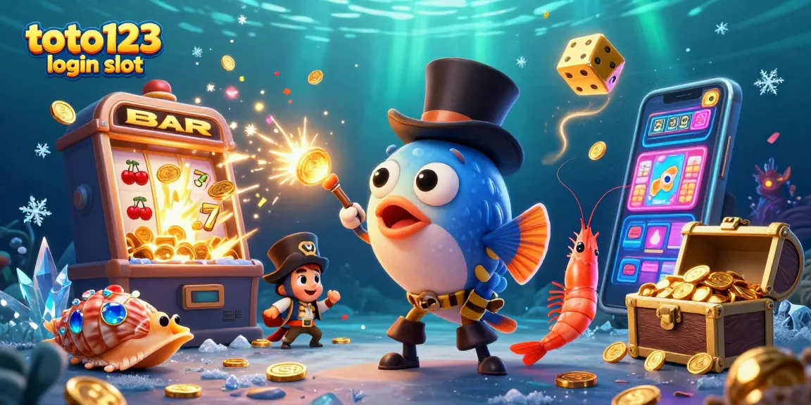 Engage in thrilling gaming action with toto123 login slot featuring vibrant underwater characters and dynamic casino elements.