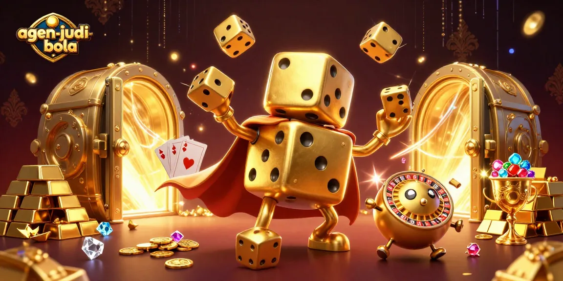 Engage with agen-judi-bola's dynamic 3D cartoon scene featuring vibrant gambling-themed characters.