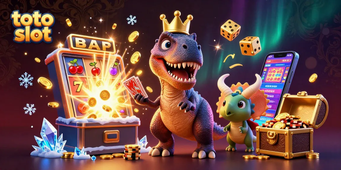 Menangkan permainan toto slot dengan karakter lucu dan mesin slot yang mengeluarkan koin.