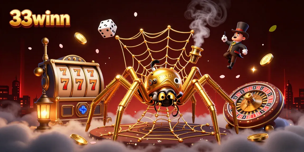 33winn offers dynamic gambling thrills with a fun steampunk-themed casino illustration.