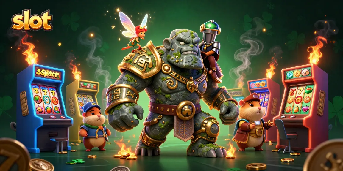 Engage with slot gameplay featuring vibrant reels and exciting characters in a magical casino scene.