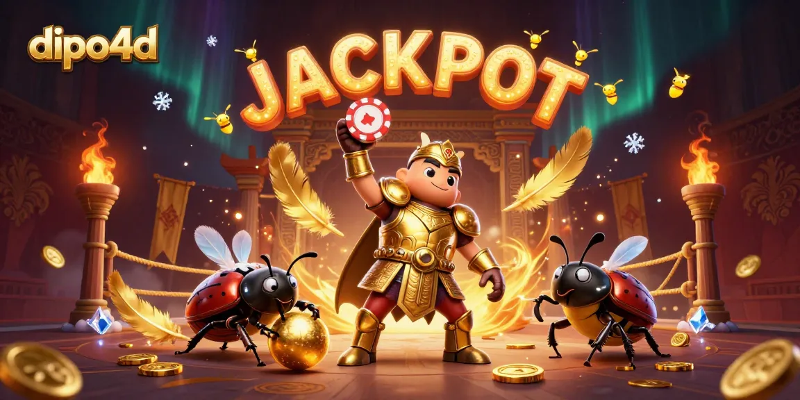 Dive into thrilling dipo4d adventures as a beetle champions the jackpot in this dynamic casino scene.