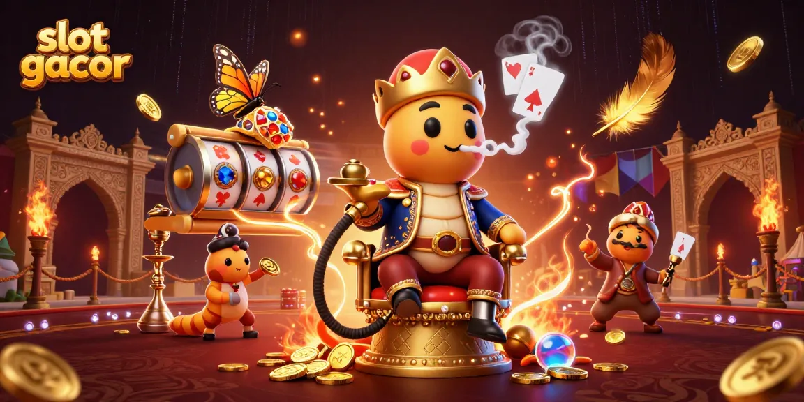 Menghadirkan slot gacor yang menarik dalam ilustrasi 3D dengan koin emas dan karakter unik di arena kasino.